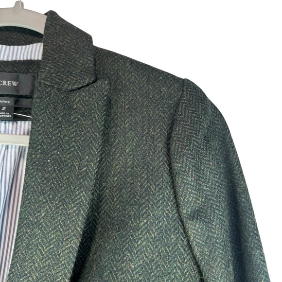 J. Crew Parke Wool Blazer Size 2 Green Herringbone Tweed Classic Preppy Heritage - Picture 4 of 11